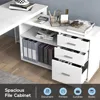 Computer Desk L Shaped, with 3 Drawers and 2 Shelves, Writing Office Table with Storage File Cabinet,with Wheels for Home Office 3