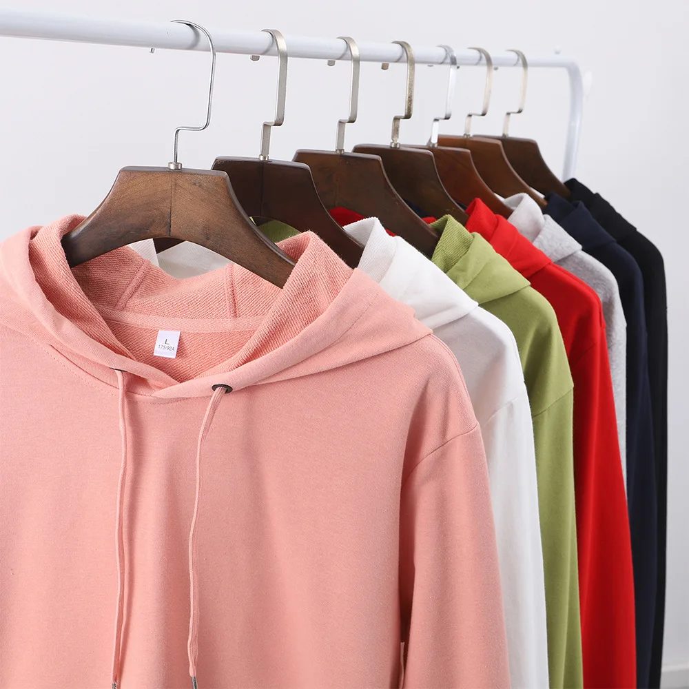 

Men or Women Casual 280gsm Cotton Hoodies Oversized Loose Hooded Sweatshirt Solid Spring Thin Hoodies Asian Size S-4XL
