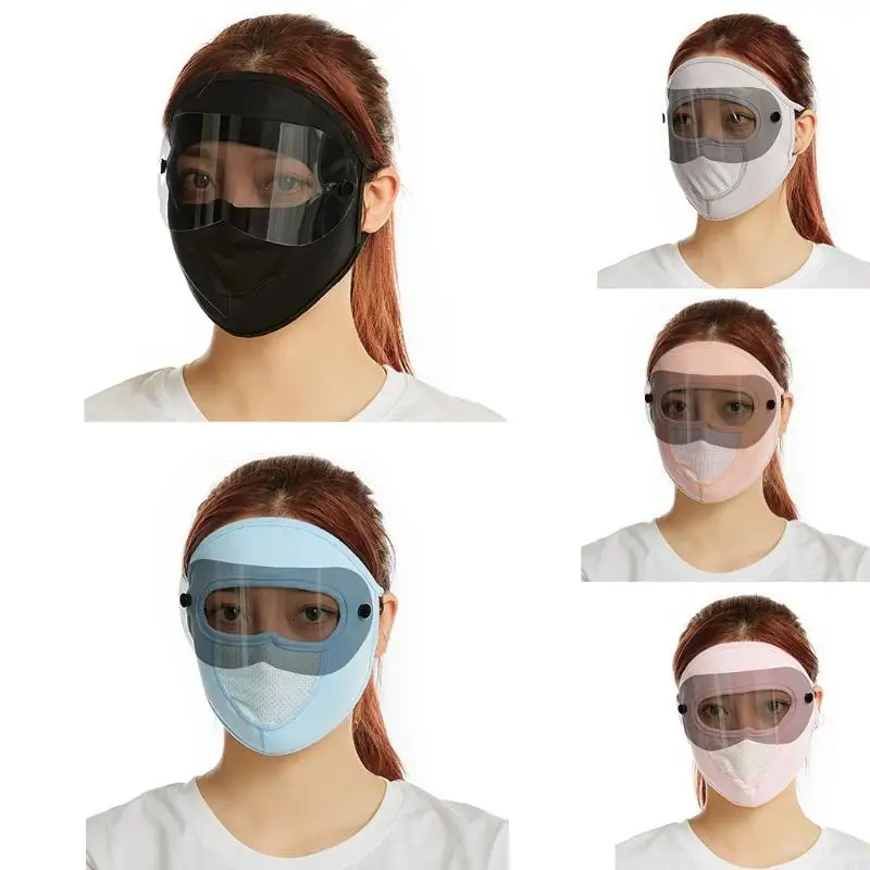 31BF Women Multifunctional Ice Silk Sunscreen Mask Full Face Stretchy UV for Protection with Ear for Outdoor Sport
