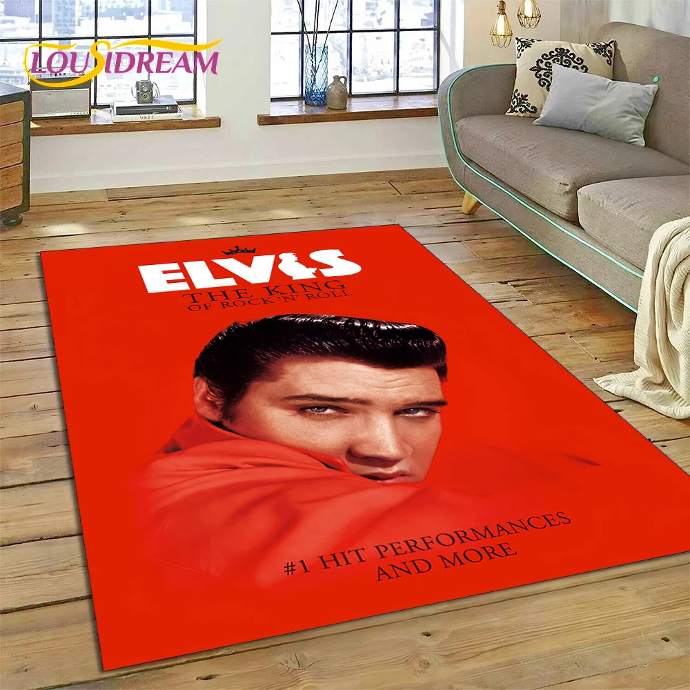 3D Retro E-Elvis Presley Star Carpet Rug for Bedroom Living Room