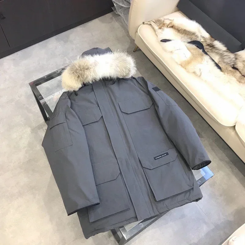 New Canadian Design High Quality 80% White Goose Down Winter Mid Length Couple Wear Jacket Men's And Women's Thickened Warm Coat 2