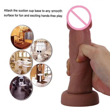 Soft Big Glans Skin Feeling Realistic Dildo Chastity Penis Strapon Silicone Suction Cup Anal Sex Toys For Women Man Masturbators 5