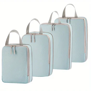 4Pcs/set Compression Packing Cubes Set for Suitcase Expandable Travel Luggage Storage Bags Travel Accessories Organizers 2