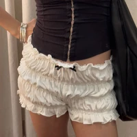 Short à volants pour femmes, Kawaii, nœud 3D, garniture de laitue, taille élastique, bouffant à plusieurs niveaux, cottage Y2K, jupon rétro esthétique 3