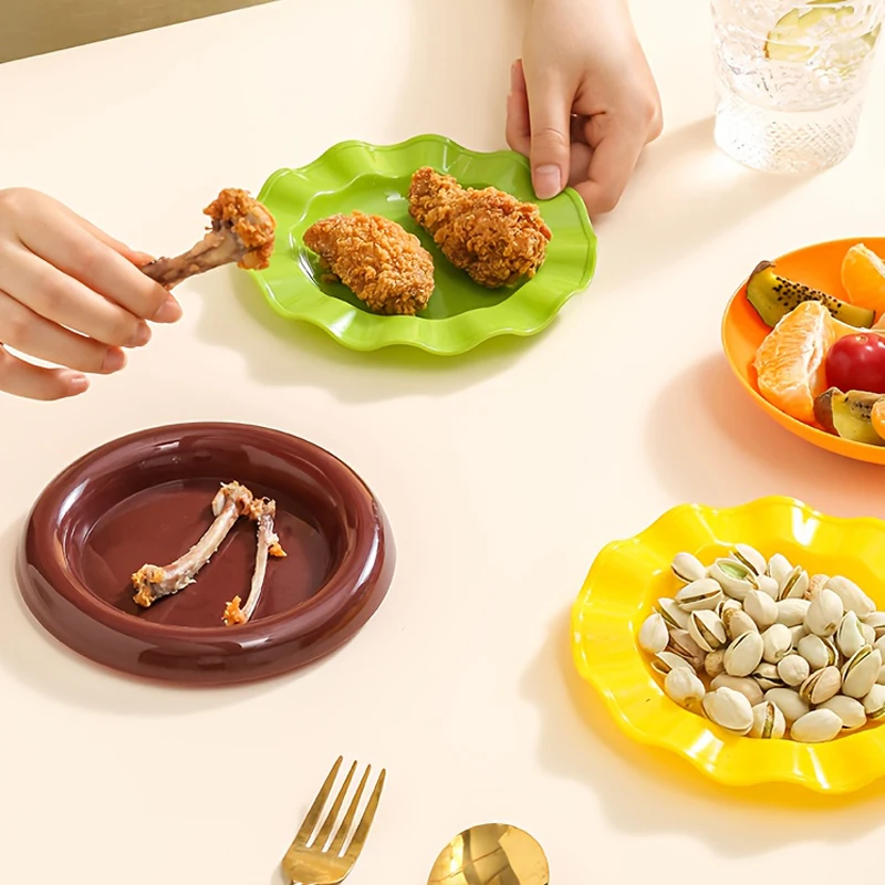 Stackable Hamburger Plate Set- Mini Dinner Plates with Bone Spit Design,Funny Sauce Containers for Table Decor Bone disc