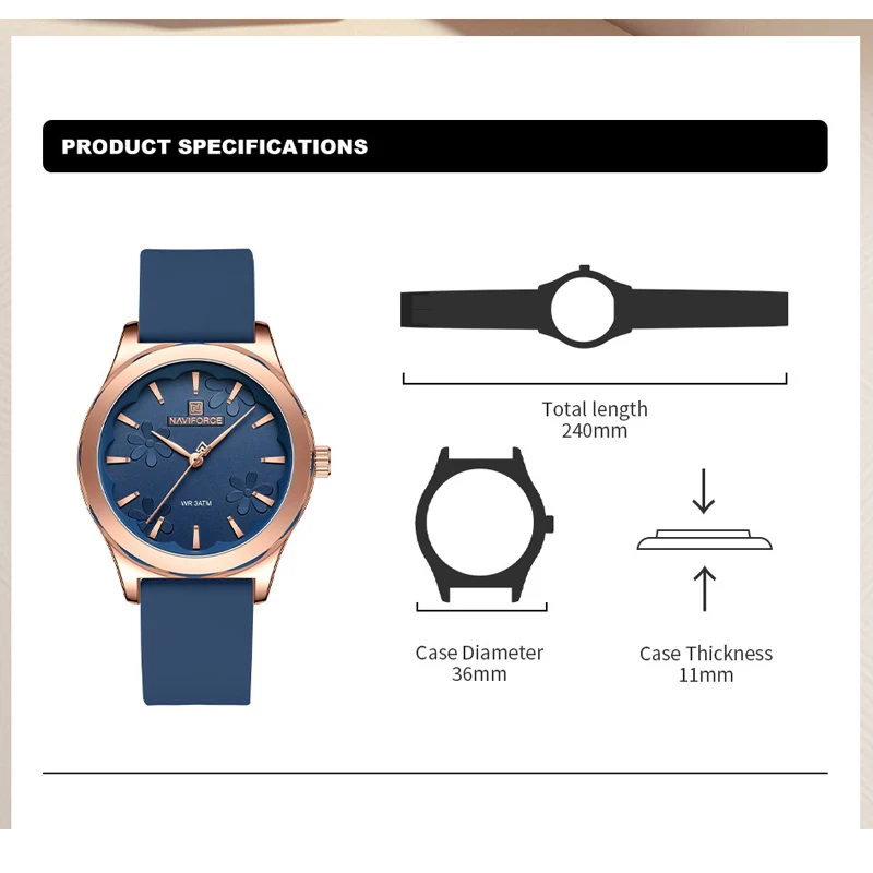 NAVIFORCE Unique Design Flower Dial Women Quartz Watch Silica Strap Fashion Luxury Waterproof ladies Wristwatch Relogio Feminino 2