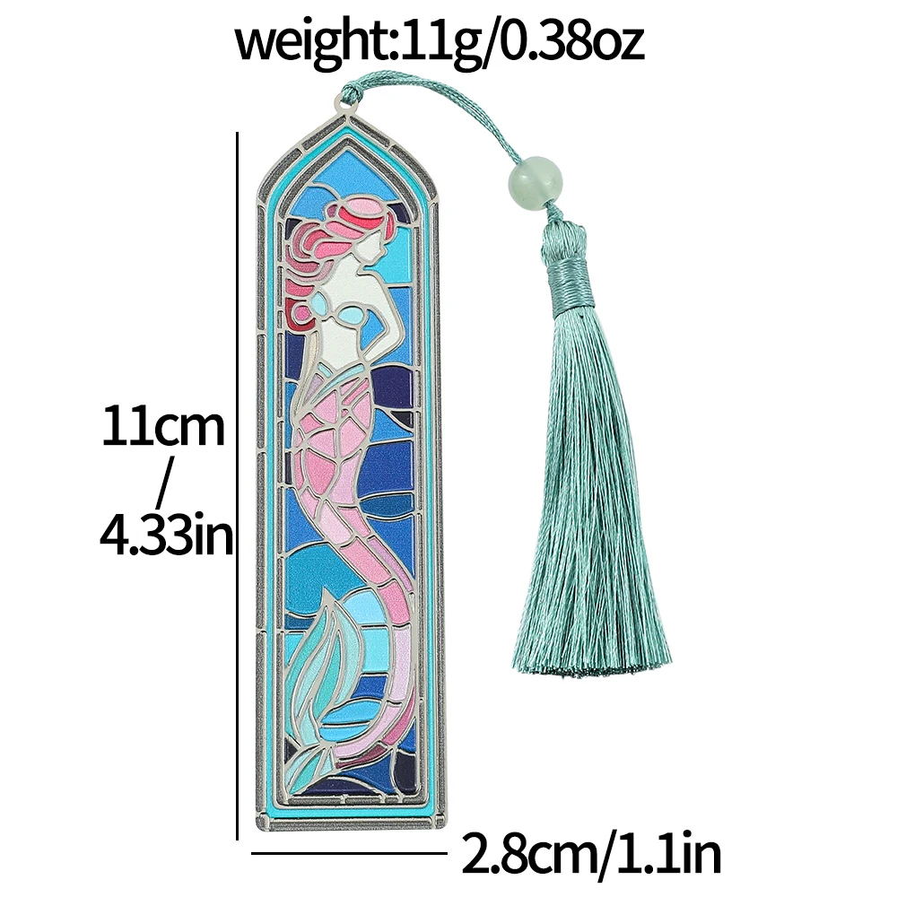 Mermaid Pane Metal Bookmark Oil Painting Style Reading Accessory Valentine's Day Gift for Wife 1pcs