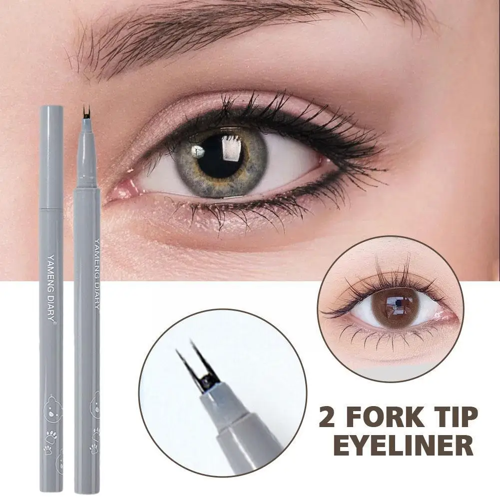 

Ultra-thin 2 Fork Tip Liquid Eyeliner Lower Eyelash Liner Pen Eyebrow Tattoo Eye Makeup 2 Cosmetic Smooth Quick Dry Pencil R7A9