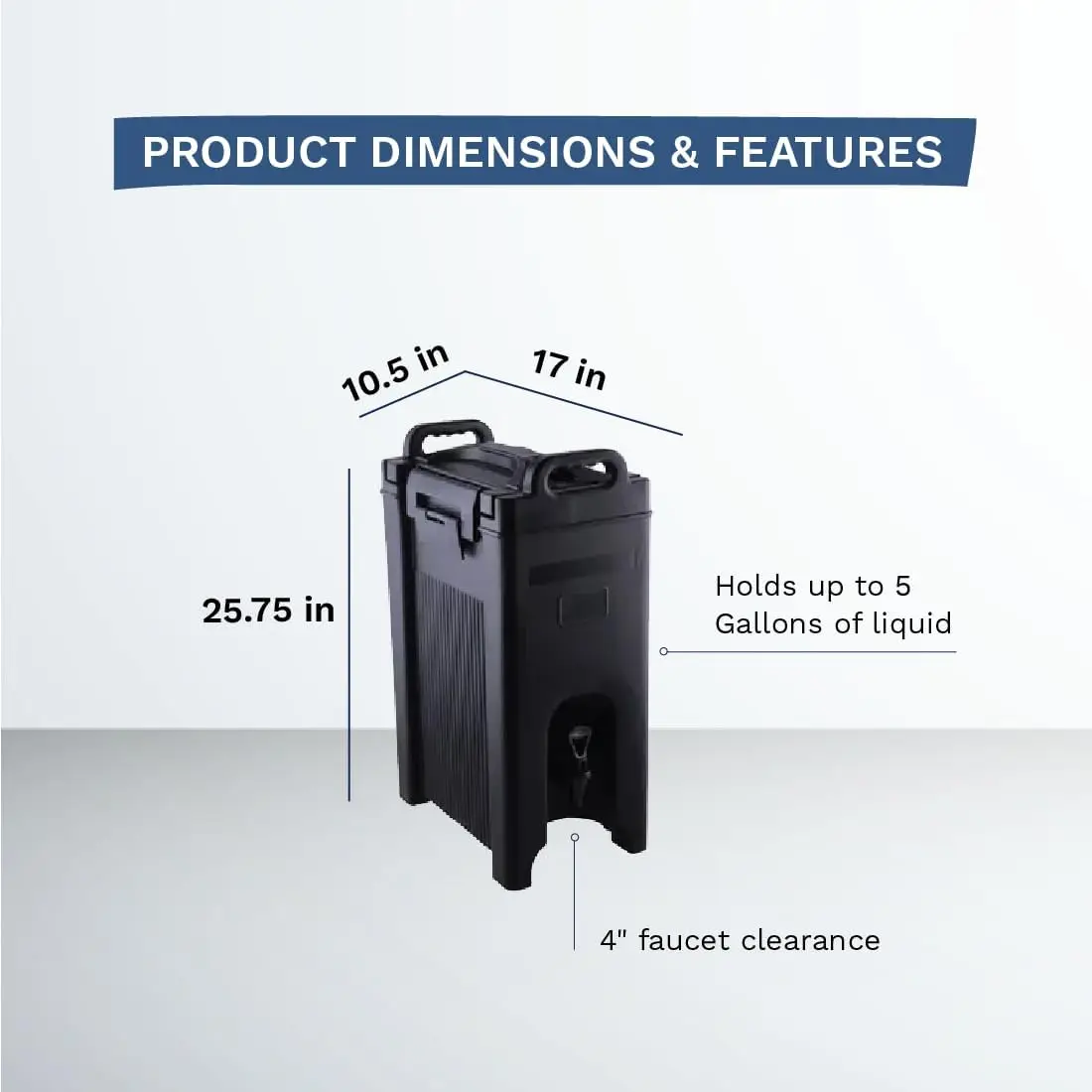 Commercial Beverage Dispenser 5-Gallon Insulated Hot and Cold Beverage Dispenser/Server, NSF, Black (29A-001)