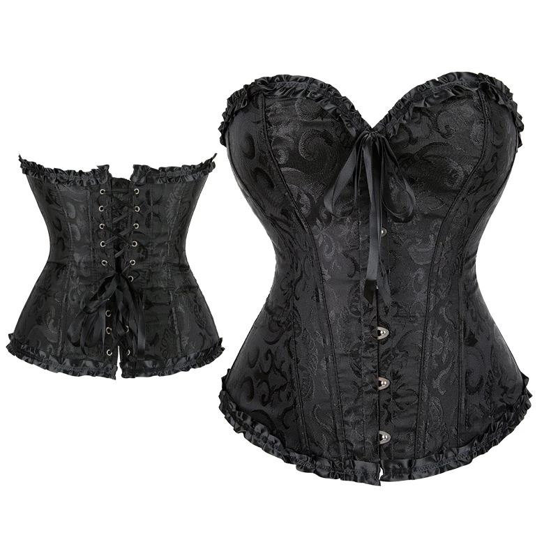 

Overbust Steampunk Corsets And Bustiers Front Busk Women's Size S To XXL 12 Steel Bones Fajas Waist Corset