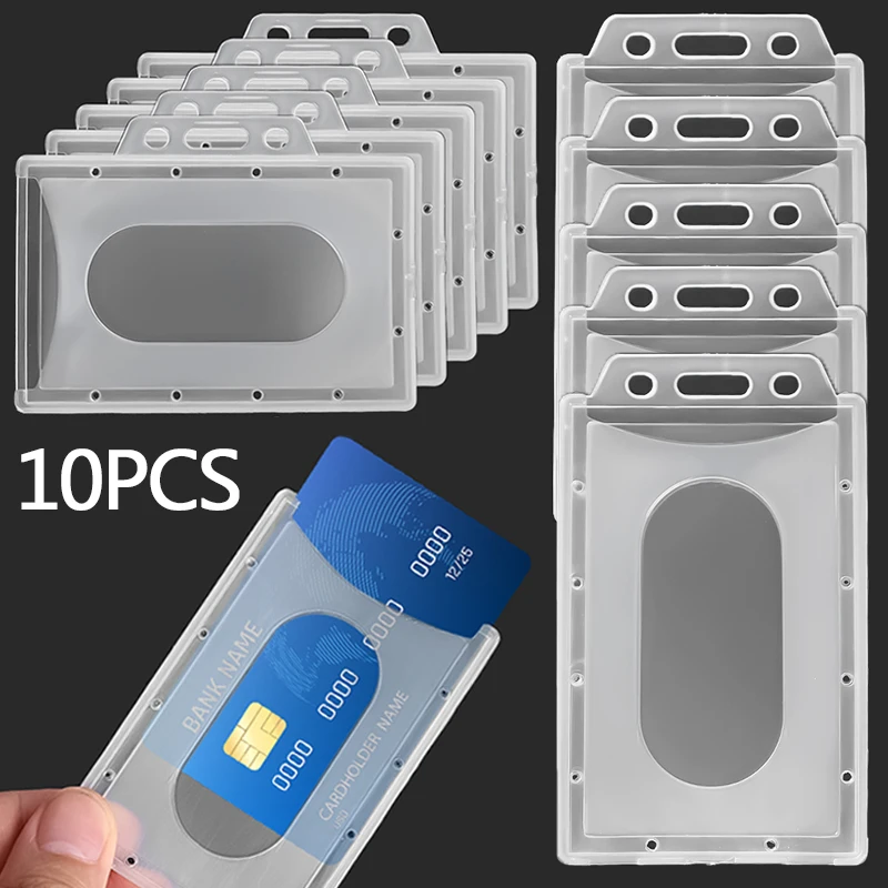 

1/10Pcs Acrylic Plastic Work Card Holders Multi-use Hard PVC Badge Work ID Card Holder Protector Covers Case Office Supplies