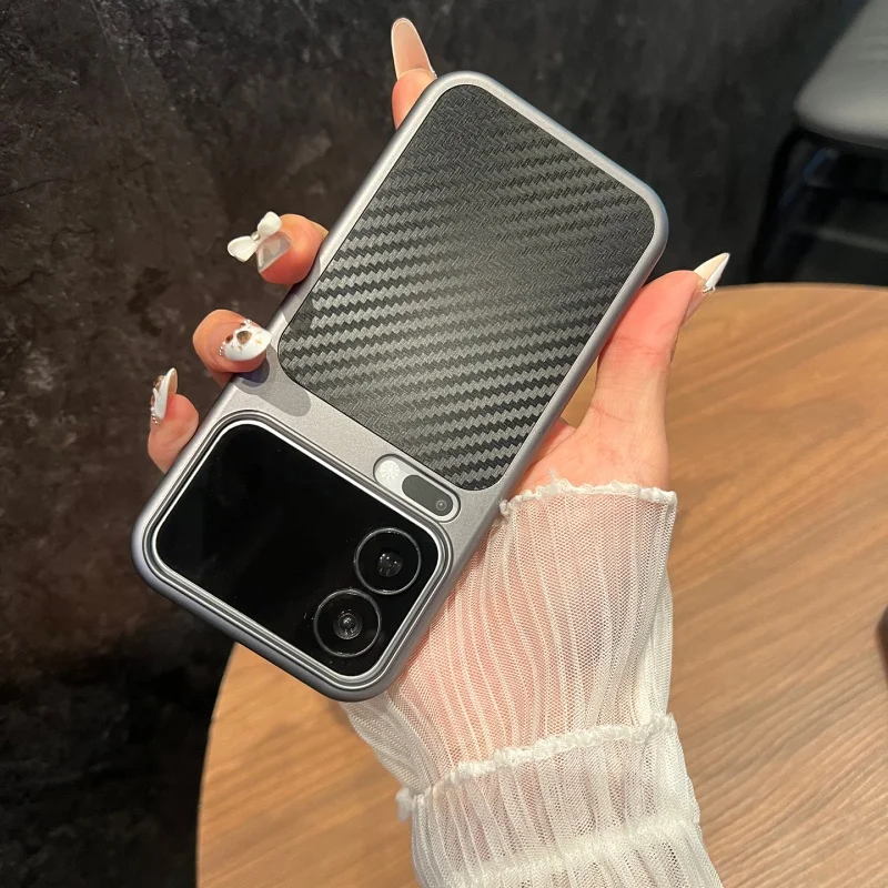 Luxury Retro Carbon Fiber Matte Magnetic Wireless Charging Shockproof Armor Case