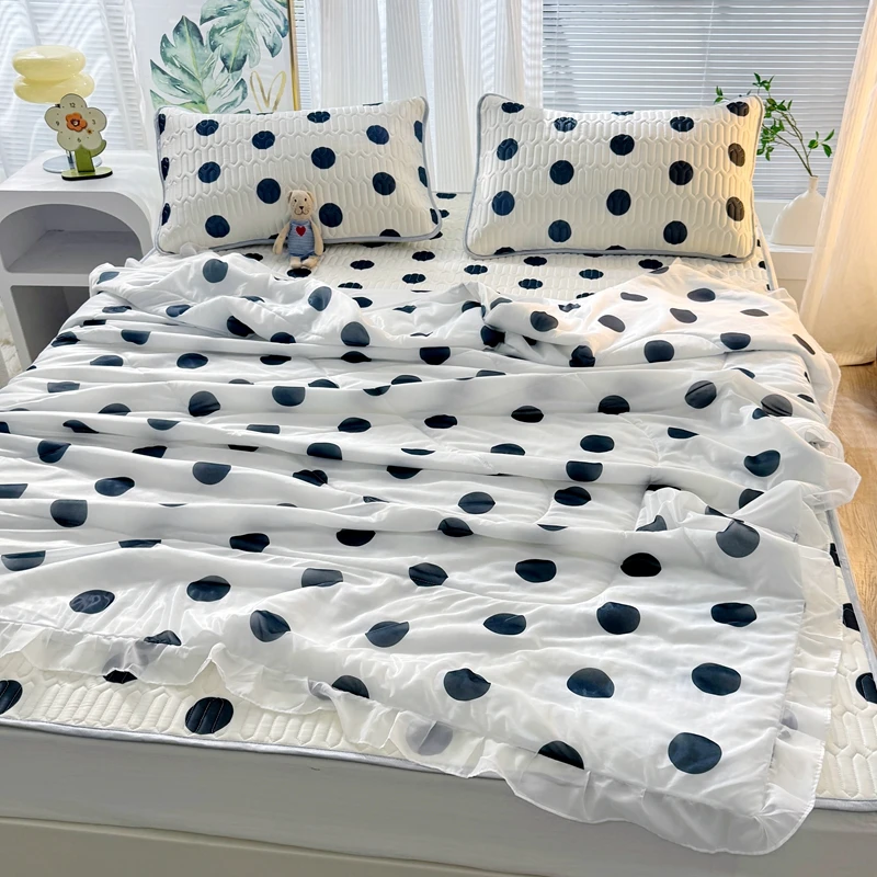 

Black Dots Printing Comforter Breathable Air Conditioning Quilt Bed Blanket Summer Quilts Bedding Sets for Adults Children Gifts