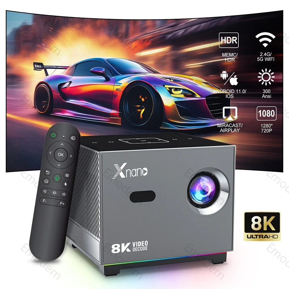 X3 Projector 4K Android Smart Portable Mini Projetor 300ANSI 720P Dual WiFi6 BT5.0 Home Theater Video Projectors PK HY300PRO mini projector led projector