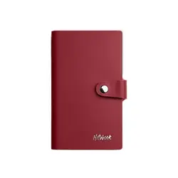 Compact PU Leather Pocket Notebook - Portable Mini Notepad for Handwriting and Memo Taking (Red-)