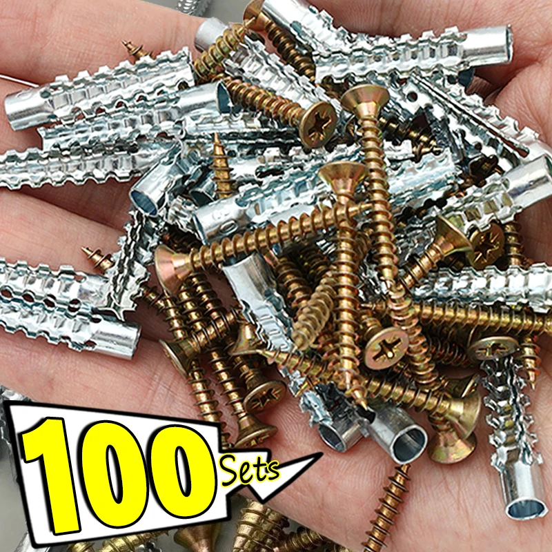 Serrated Steel Wall Anchors Metal Expansion Tube Pipe Self Tapping Screw Drilling Plug For Concrete Wall Fasteners Bolt Anchors steel wall anchor expansion bolt set