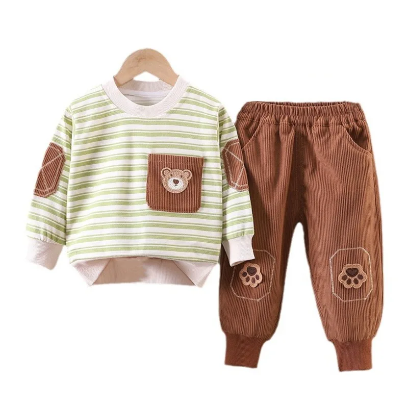 

New Spring Autumn Baby Boys Clothes Suit Children Girls Striped T-Shirt Pants 2Pcs/Sets Toddler Sports Costume Kids Tracksuits