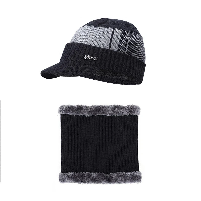 NEW style Skullies Beanies Hat Adult Women Men Winter Crochet Knited Hat Plus Velvet Warm Baseball Cap Visor High Quality - 2