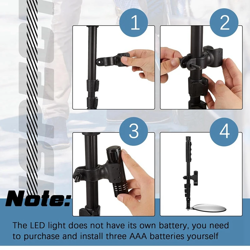 Under Vehicle Inspectionmirror With Light And Telescopic Handle Handheld Inspectionmirror For Under Vehicle Truck Spare Parts
