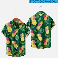 Blouses 3D Print Fruit Pineapple Shirt Man Casual Fashion Short Sleeves Shirts Button Lapel Streetwear Oversized Beach Clothes 2