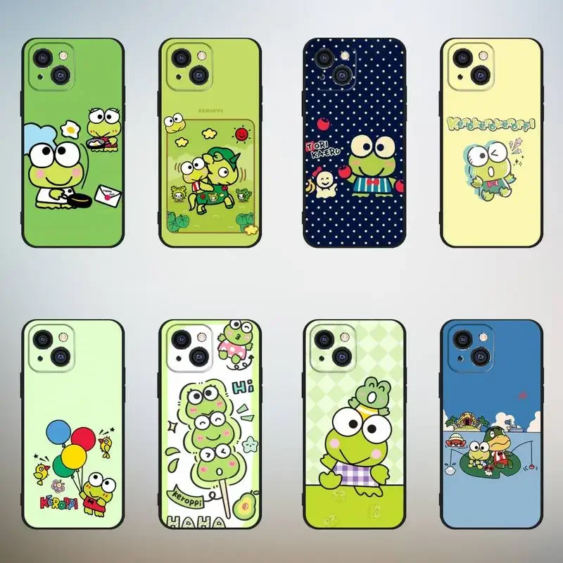 Custodia Per Telefono K-Keroppi Cute Frog Per Iphone,11,12,Mini,13,14,15,Pro,Xs,Max,X,Xr,6,7,8,Plus Black Shell