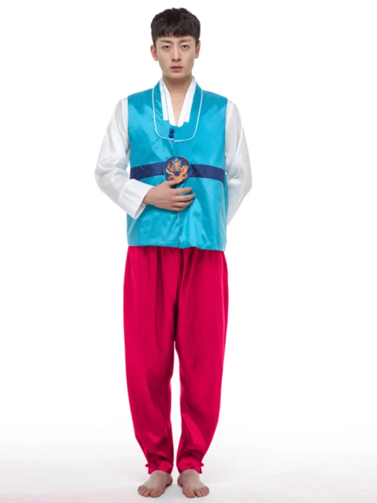 Men Hanbok Male Korea Tradition Costume 3 PCS Hanfu Korea Folk Clothes Stage Performance Party Cosplay Costume