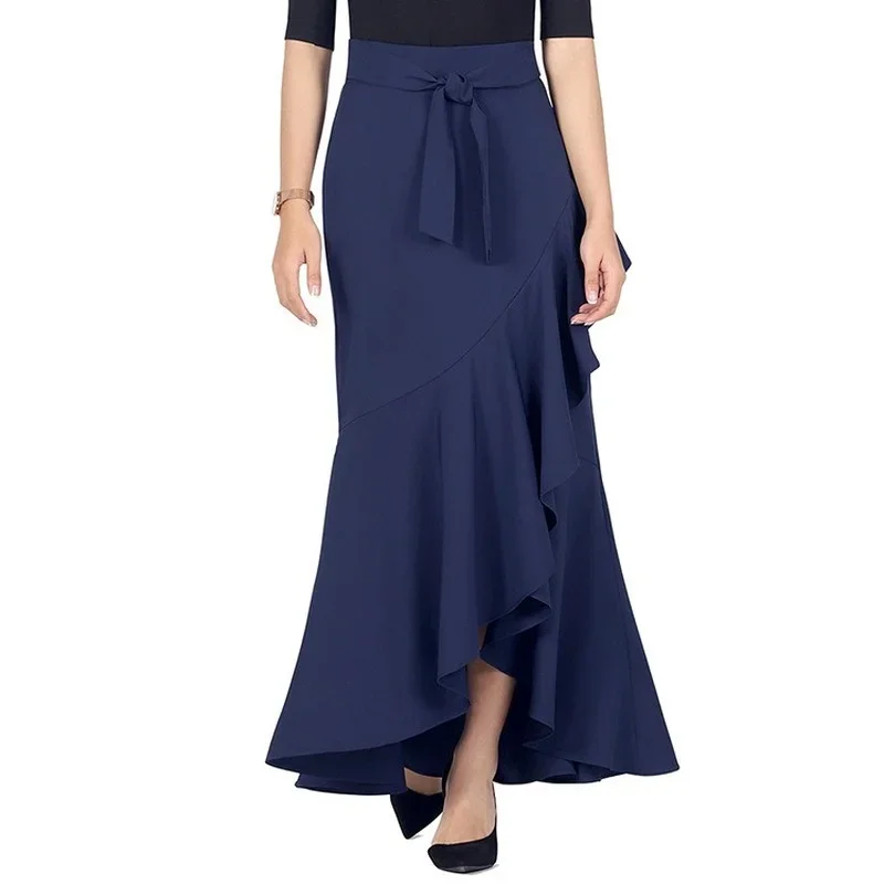 Autumn Winter Women Long Skirt Cotton Polyester Skirts Stitching Belt Plaid Skirt Women's Clothing Europe and The United States polyester cotton apron barista waitstaff pastry chef baker bartender culinary uniform florist painter gardener work wear b31