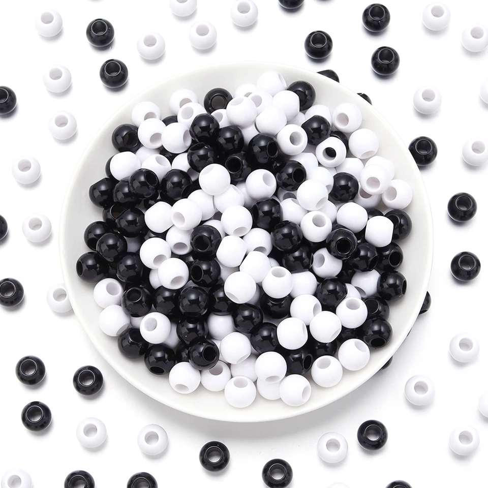 400 Perline Rotonde In Acrilico Nero Da 8 Mm Con Foro 1,7 Mm – Per Creazione Gioielli E Fai Da Te