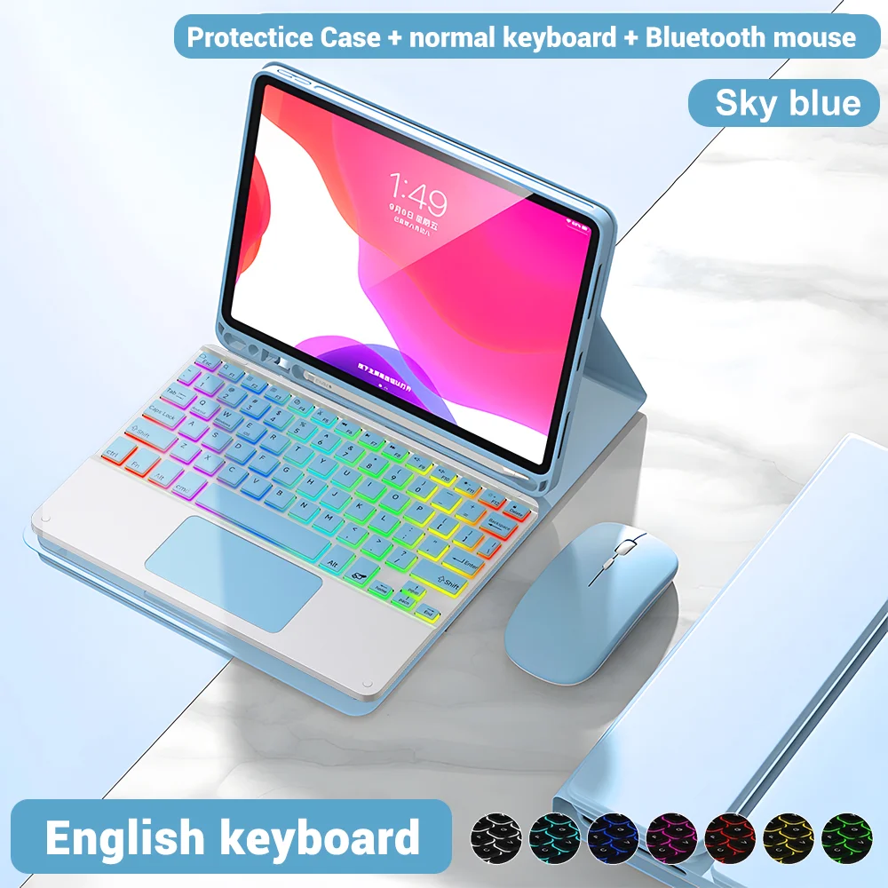 Illuminated Tablet Keyboard Case with Magnetic Attachment
