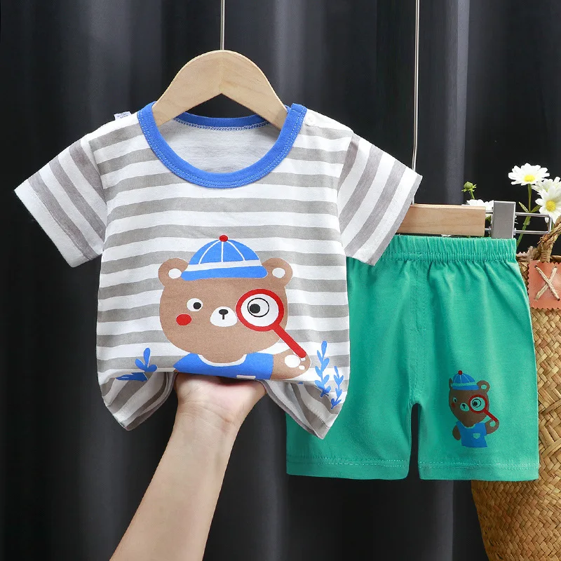 winter baby suit Cotton Children Sets Leisure Sports Baby Boy Girls T-shirt + Shorts Sets Toddler Clothing Cartoon Animal Kids Clothes clothing kid suit