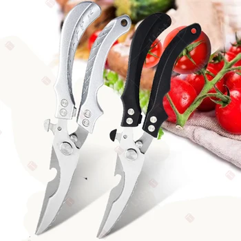 Ciseaux de cuisine professionnels, ciseaux multifonctionnels pour os de poulet, coupe-viande, canard, poisson, volaille, manche en plastique 1