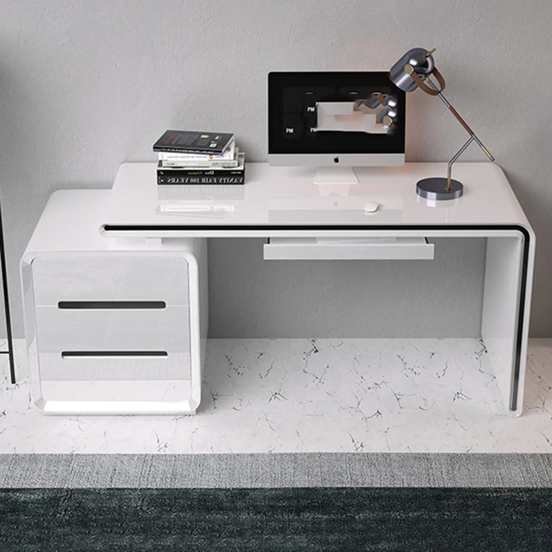 Removable Mobile Computer Desk Bedroom Office Organizer White Reading Desk Gaming Studies Drawer Mesas De Computador Furniture