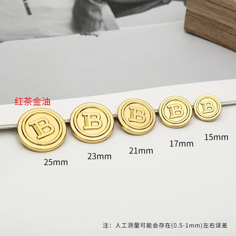 Vintage Letter B Metal Button High Quality 10PCS Of British Style Uniform Button Hand Stitched Buttons 6