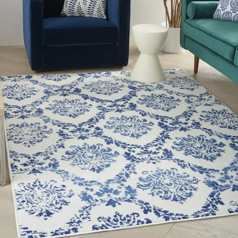 

Botanical Farmhouse Ivory Navy 5' x 7' Area Rug, (5' x 7')