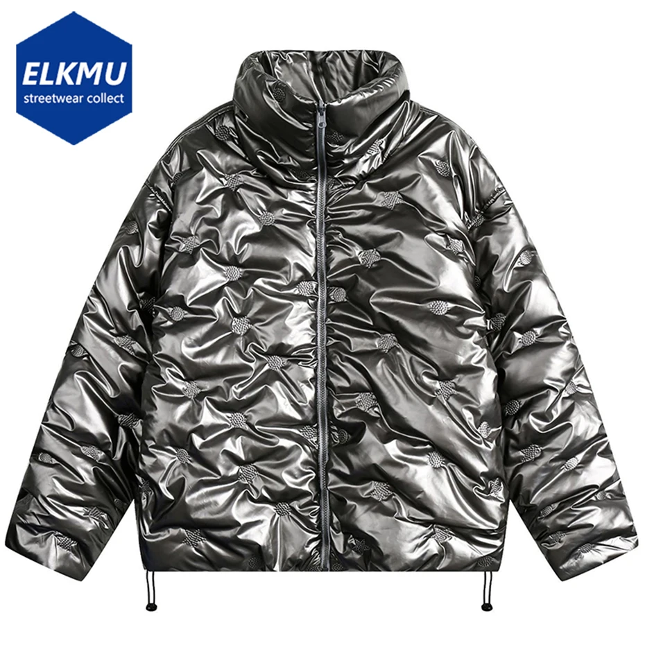 

Men Streetwear Hip Hop Men Parkas Jackets Pleated Padded Coat 2023 Man Thicken Warm Winter Fashion Jacket Parkas Down Coat