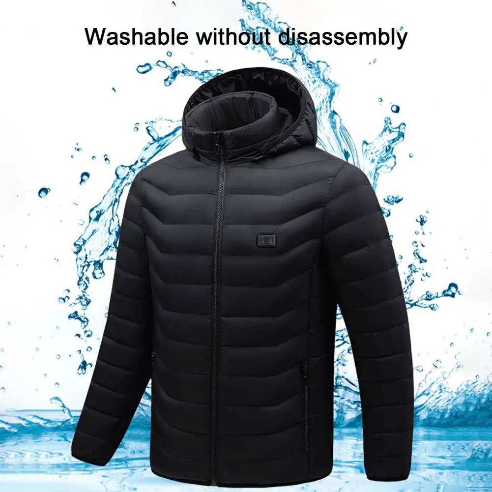 

Heating Coat Outdoor Jacket Hooded Jacket with Usb Power Supply 9 Heating Blocks Neck Protection Winter Coat for Women Men