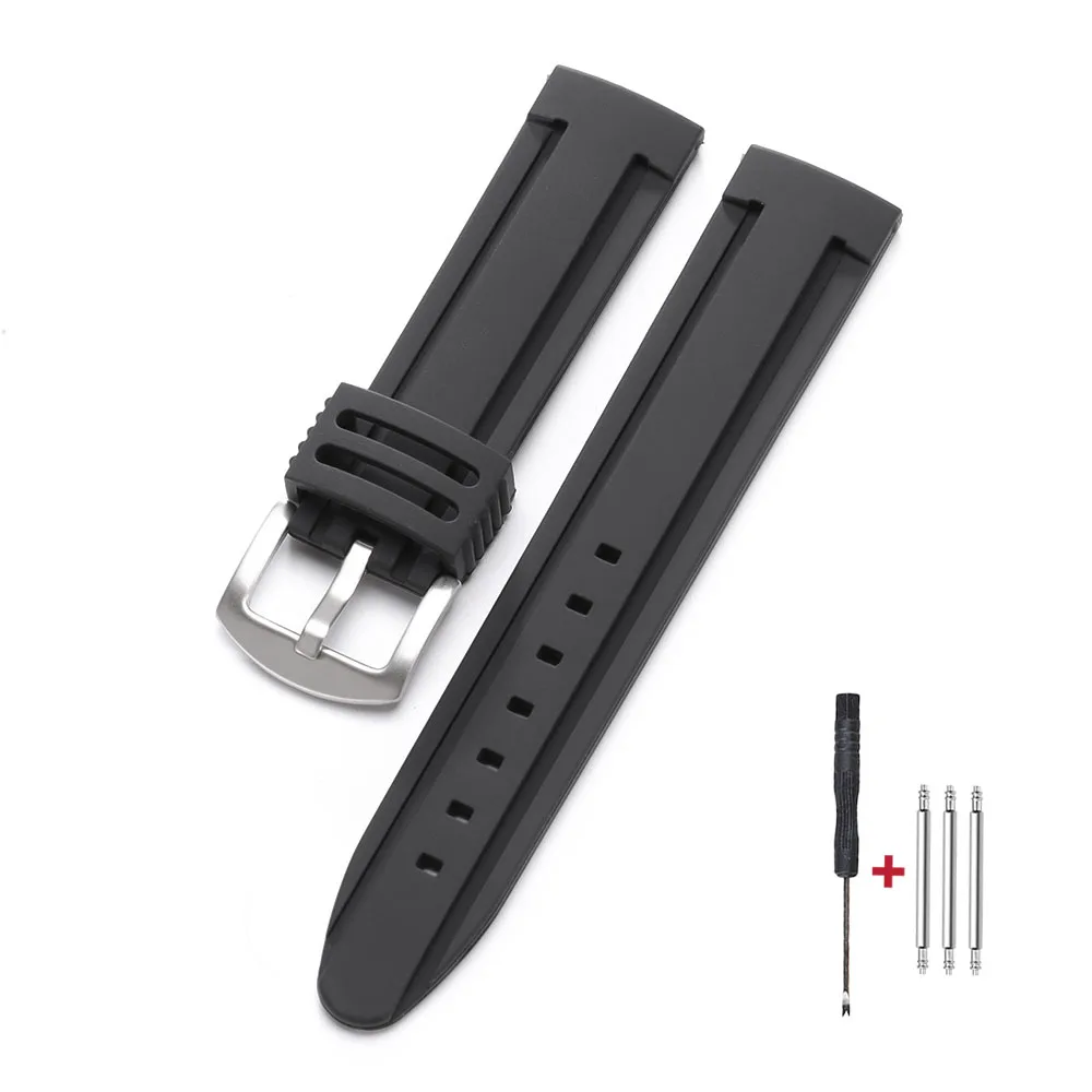 Men's Sport Waterproof Silicone Rubber Watch Strap – Soft Diving Wristband
