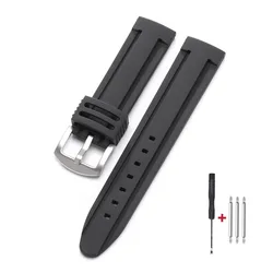 Men's Sport Waterproof Silicone Rubber Watch Strap - Soft Diving Wristband - 24mm (Black)