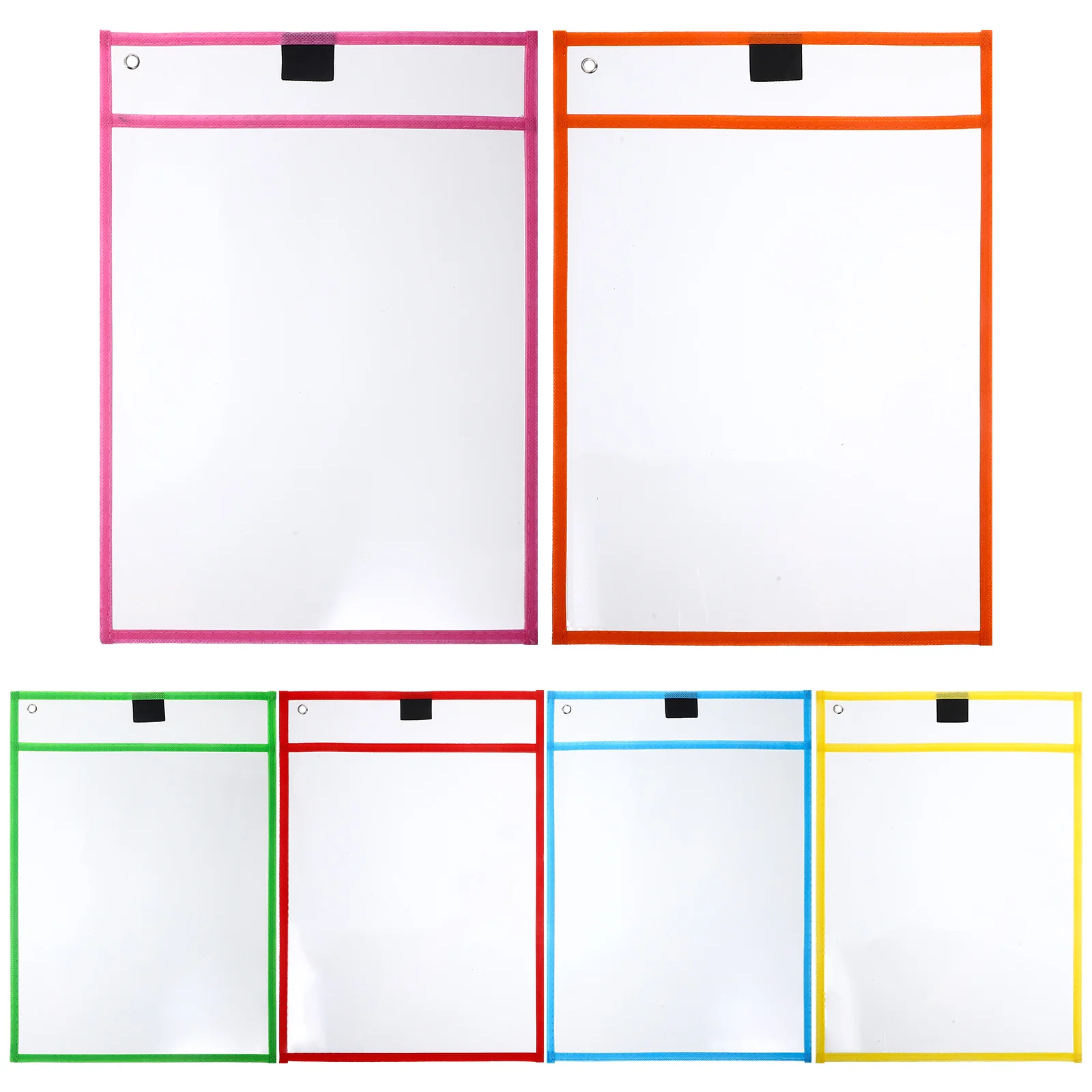 

Envelopes Pocket Sleeves for Teachers - 6 Pack, Reusable Plastic, Assorted Colors, 13.8 X 9.8 Inch