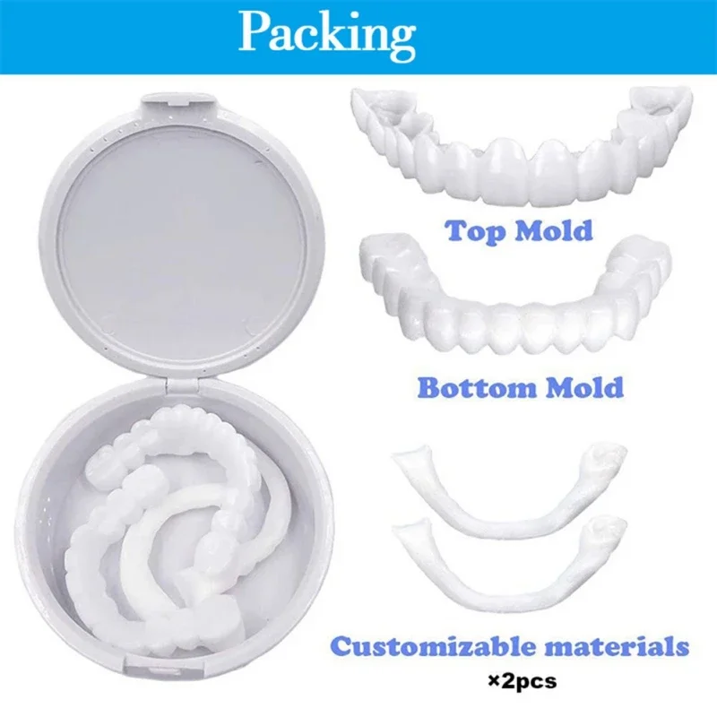 

1set Hot Perfect Smile Teeth Fake Tooth Cover False Veneers White braces Whitenin Teeth Snap Cosmetic Denture Care free shipping