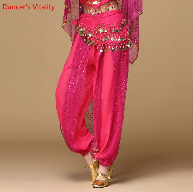 

Women Belly Dance Pants India Dance Stage Performance Harem Pants For Women/lady's Dance Practice Show Sequined Wide Leg Pants