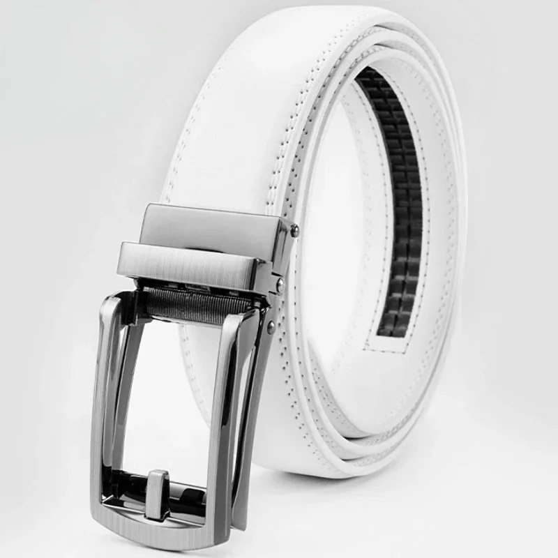 2025 Leather Men's Women's 3.5cm Click Belt with High Quality Alloy Automatic Buckle Unisex Classic Business Belts for Jeans