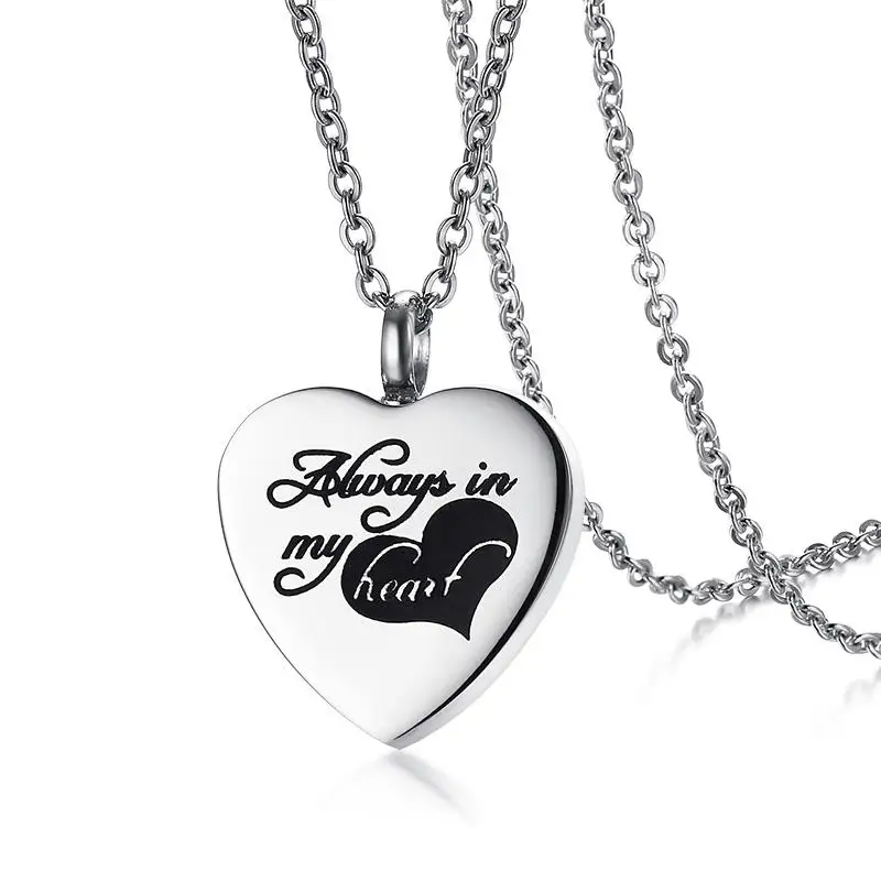 Heart Cremation Jewellery Urn Necklace for Ashes Memorial Keepsake Pendant Necklace Stainless Steel Cremation Pendant