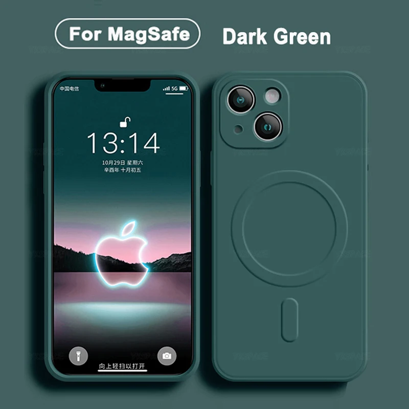 Magnetic Liquid Silicone MagSafe-Enabled Soft Case with Wireless Charging Compatibility