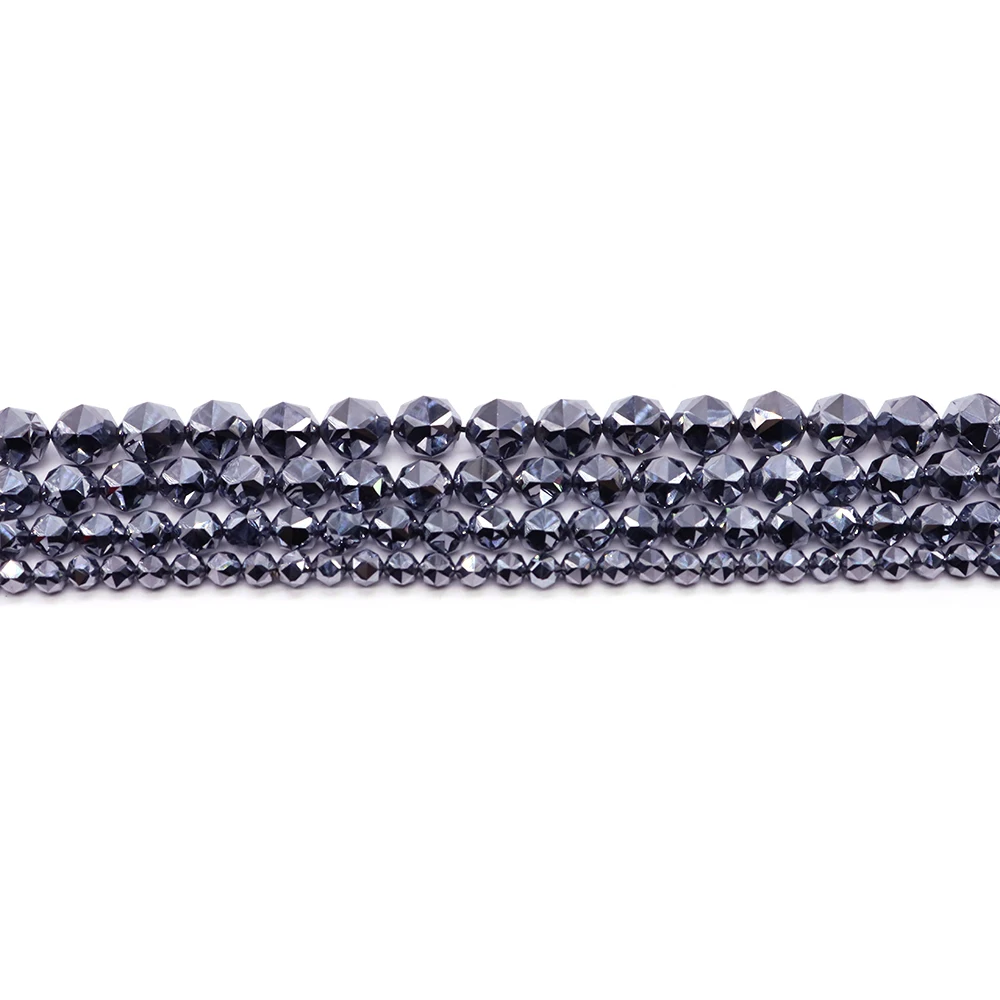 6 8 10 12 mm Natural Energy Terahertz Faceted Beads Loose Spacer Bead Jewelry Making DIY Bracelets Necklace Crafts Accessories