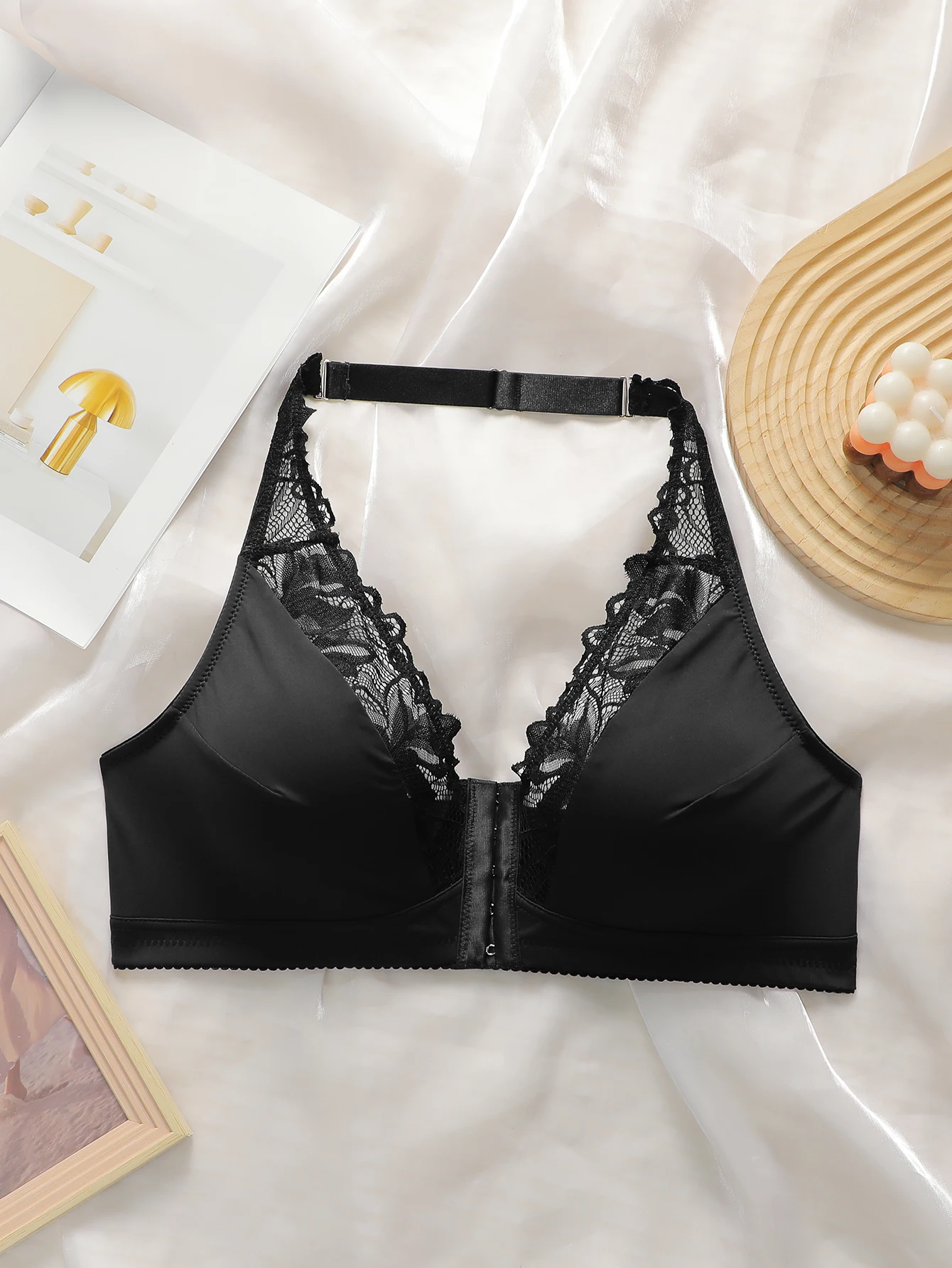 Women's Sexy Adjustable Lace plus Size Bra with Steel Ring Gathered Push up Breathable Underwear Strapless Strap Design MR3411