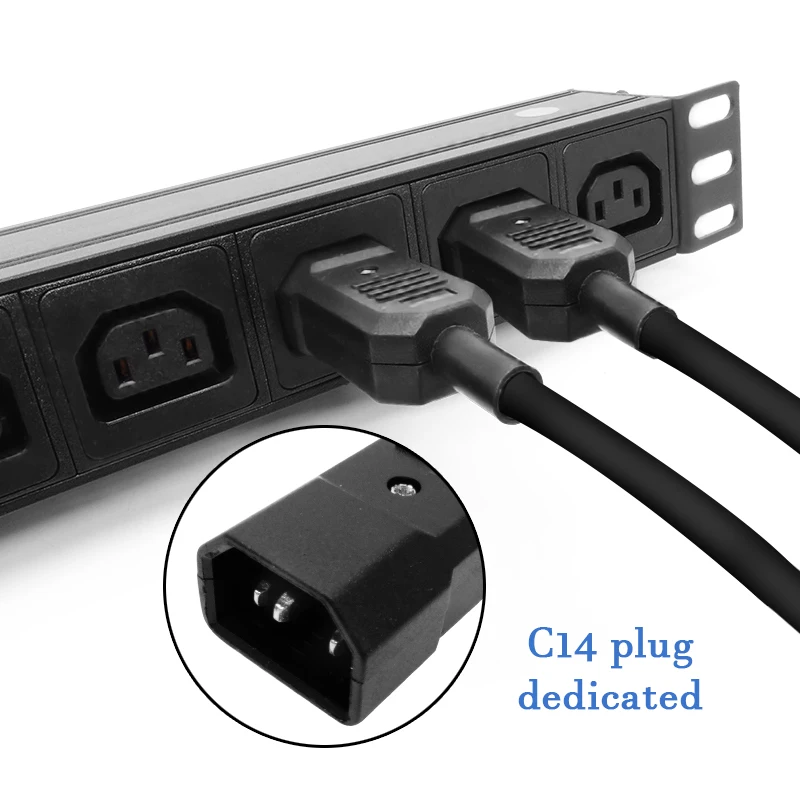 Unidade de Distribuição de Energia Proteção contra Surtos + Interruptor Cabo de Extensão Tira de Alimentação Soquete Feminino 2 Metros Pdu 2-12 Iec C13 - Image 4