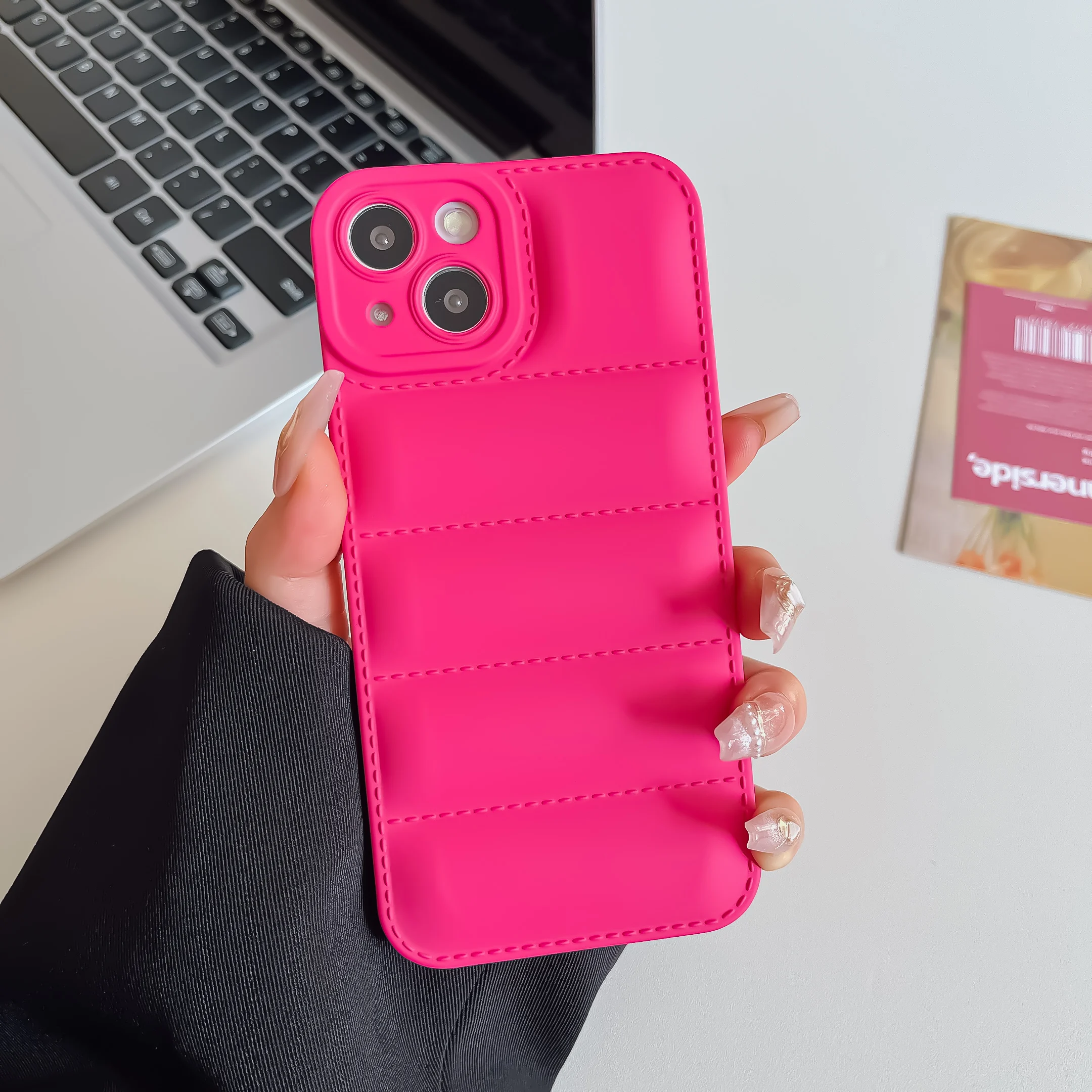 Luxury Down Jacket Puffer Phone Case with Air Cushion Shockproof Cover