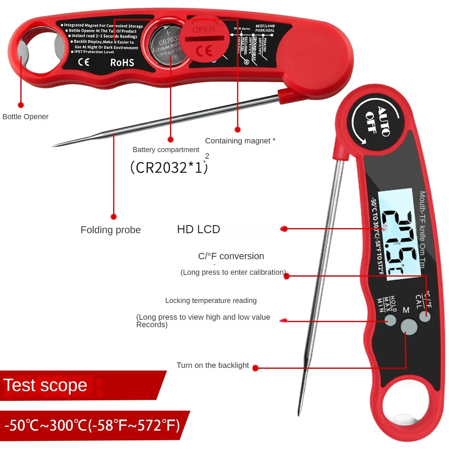 Tp700 Digital Remote Wireless Food Kitchen Oven Thermometer Probe For thumbnail 5