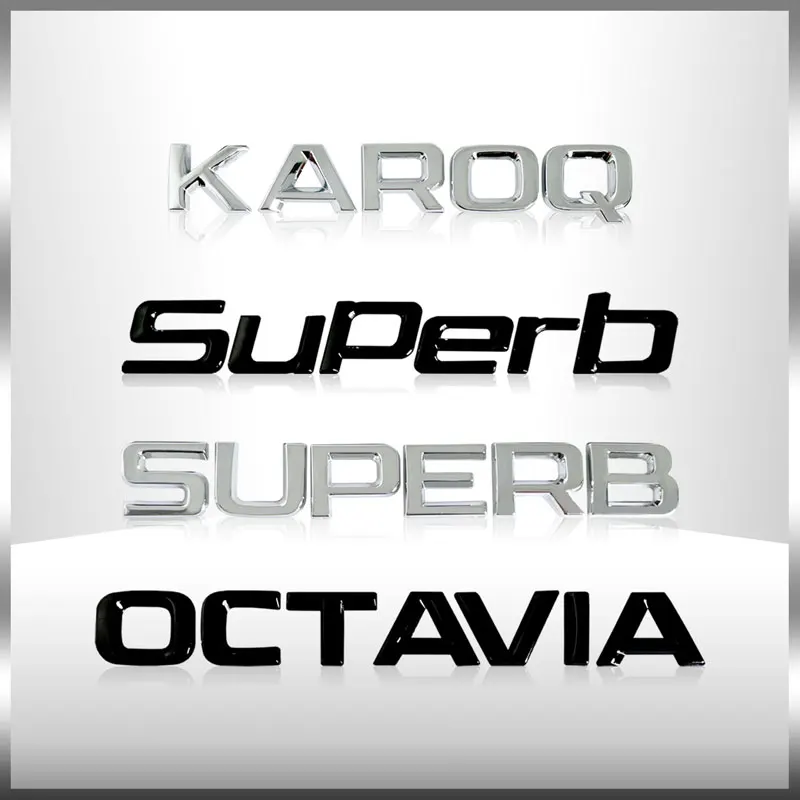 3D 금속 자동차 뒷 트렁크 엠블럼 크롬 배지 스티커 SKODA OCTAVIA SUPERB KAROQ FABIA RAPID 4x4 YETI 편지 로고 장식